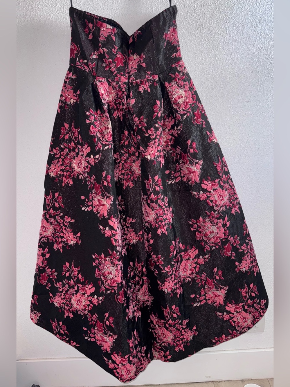 HUTCH Strapless Black Red Floral Jaquard Hi Low Dress Sz: 12 - Picture 4 of 11